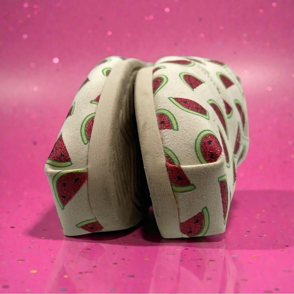 TOMS Watermelon Print Alpargata Natural Glitter Shoes Women's Size 12
